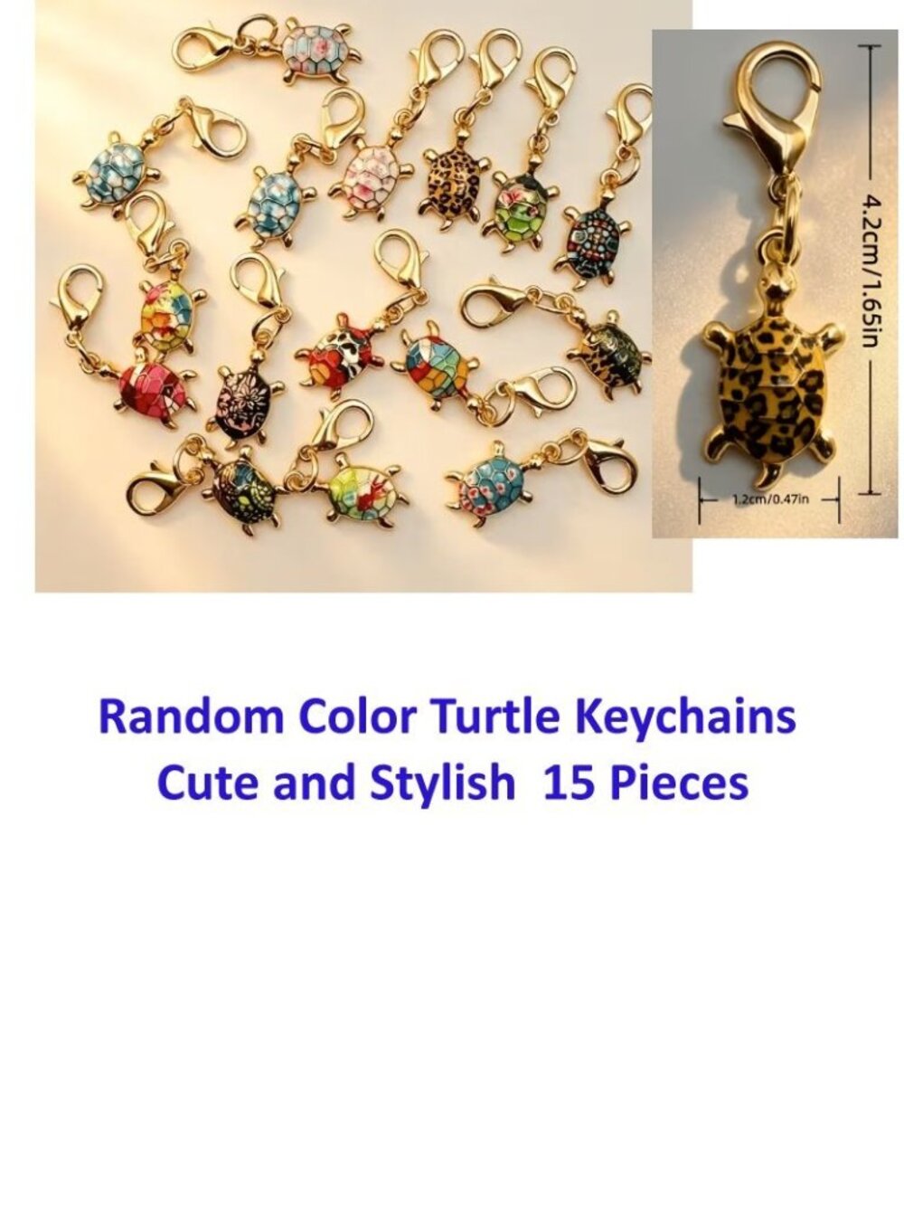 Random Color Turtle Keychains  Cute and Stylish  15 Pieces